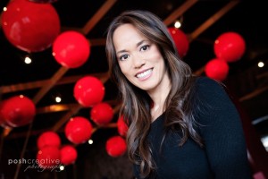 natural light portrait in ra sushi bar restaurant kierland commons with signature red bulbs in background